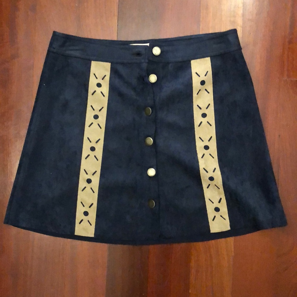 Faux Suede Blue A-Line Skirt Size S